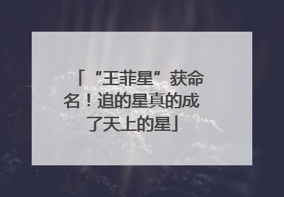 “王菲星”获命名！追的星真的成了天上的星