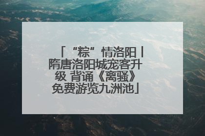 “粽”情洛阳丨隋唐洛阳城宠客升级 背诵《离骚》免费游览九洲池