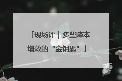 现场评｜多些降本增效的“金钥匙”