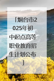 烟台市2025年初中起点高等职业教育招生计划公布