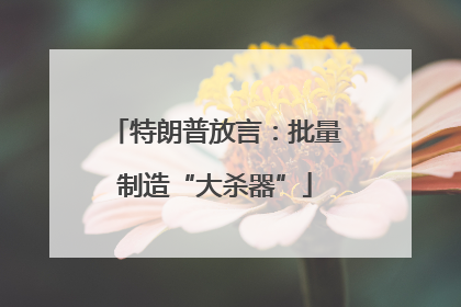 特朗普放言：批量制造“大杀器”