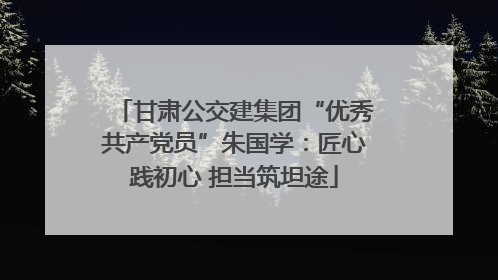 甘肃公交建集团“优秀共产党员”朱国学：匠心践初心 担当筑坦途