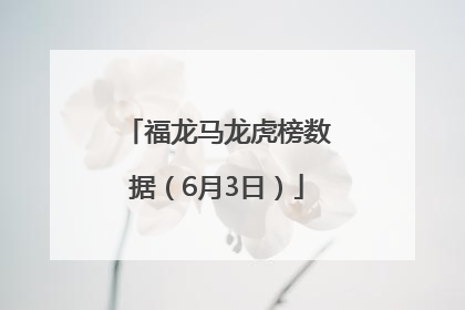 福龙马龙虎榜数据（6月3日）