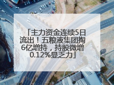 主力资金连续5日流出！五粮液集团掏6亿增持，持股微增0.12%显乏力