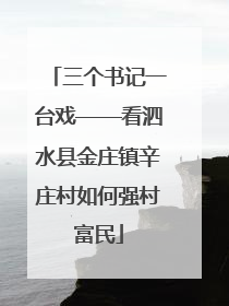 三个书记一台戏——看泗水县金庄镇辛庄村如何强村富民