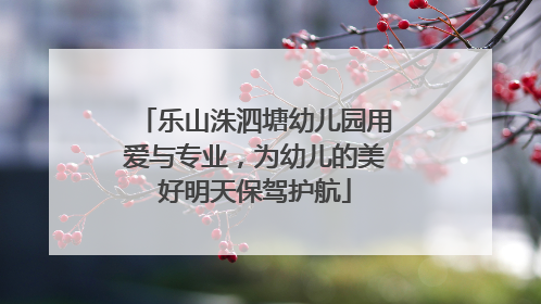 乐山洙泗塘幼儿园用爱与专业，为幼儿的美好明天保驾护航