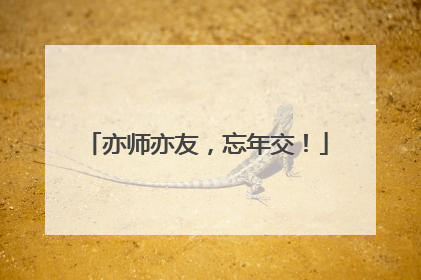 亦师亦友，忘年交！