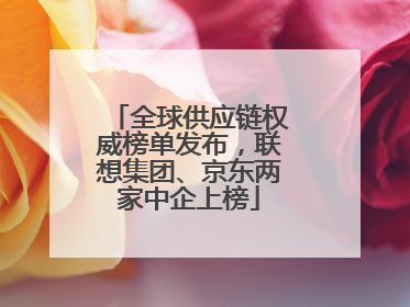 全球供应链权威榜单发布，联想集团、京东两家中企上榜