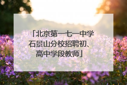 北京第一七一中学石景山分校招聘初、高中学段教师