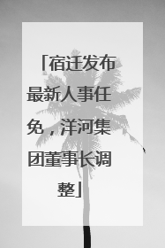 宿迁发布最新人事任免，洋河集团董事长调整