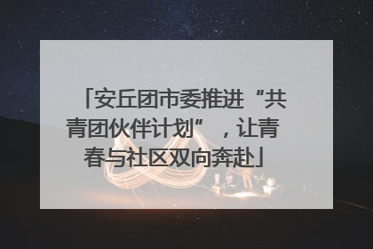 安丘团市委推进“共青团伙伴计划”，让青春与社区双向奔赴