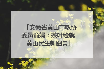 安徽省黄山市政协委员俞娟：茶叶绘就黄山民生新图景