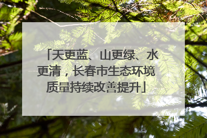 天更蓝、山更绿、水更清，长春市生态环境质量持续改善提升