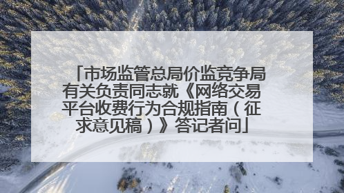 市场监管总局价监竞争局有关负责同志就《网络交易平台收费行为合规指南（征求意见稿）》答记者问