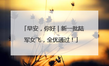 早安，你好｜新一批陆军女飞，全优通过！