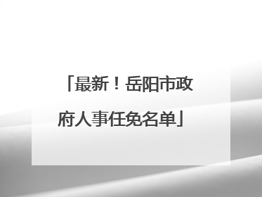 最新！岳阳市政府人事任免名单