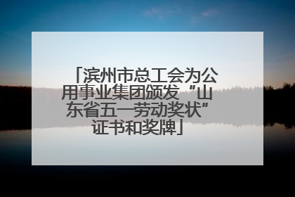 滨州市总工会为公用事业集团颁发“山东省五一劳动奖状”证书和奖牌