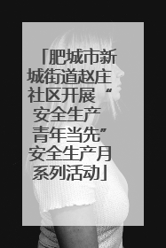肥城市新城街道赵庄社区开展“安全生产 青年当先”安全生产月系列活动