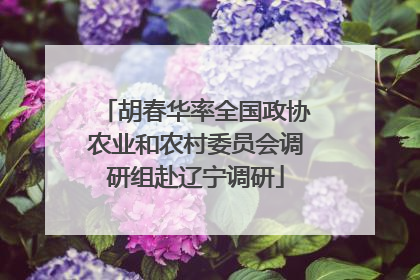 胡春华率全国政协农业和农村委员会调研组赴辽宁调研