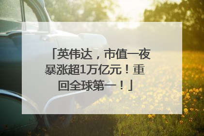 英伟达，市值一夜暴涨超1万亿元！重回全球第一！