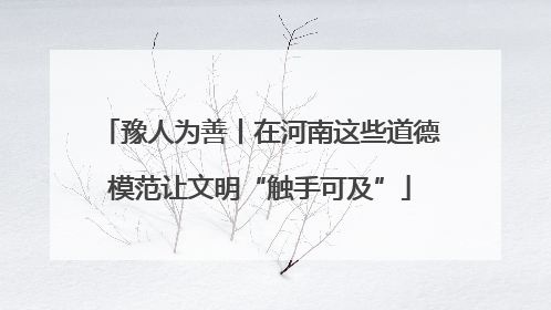 豫人为善丨在河南这些道德模范让文明“触手可及”