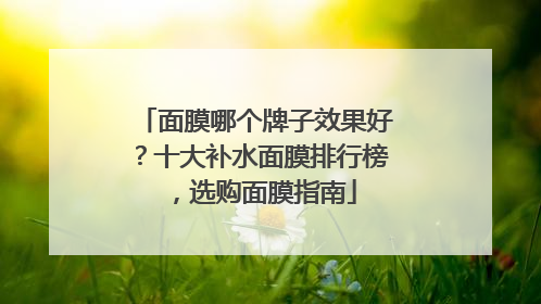 面膜哪个牌子效果好？十大补水面膜排行榜，选购面膜指南