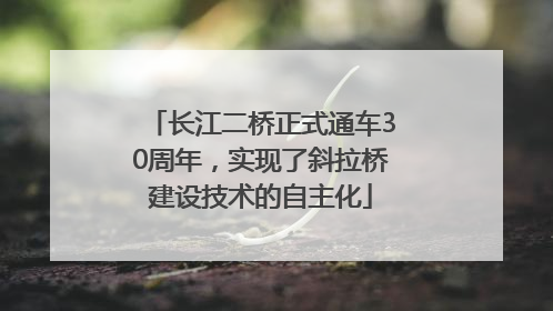 长江二桥正式通车30周年，实现了斜拉桥建设技术的自主化