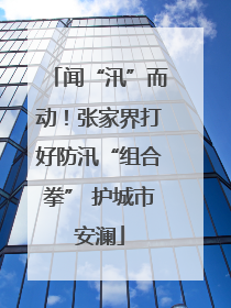 闻“汛”而动！张家界打好防汛“组合拳” 护城市安澜