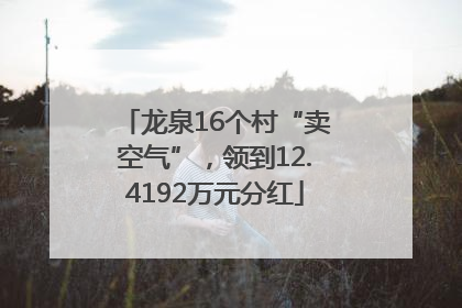 龙泉16个村“卖空气”，领到12.4192万元分红