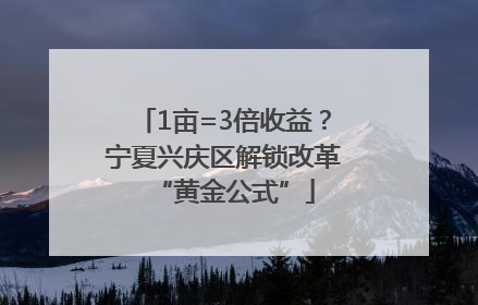 1亩=3倍收益？宁夏兴庆区解锁改革“黄金公式”