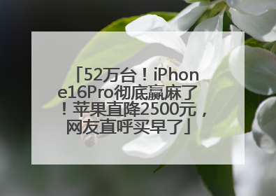 52万台！iPhone16Pro彻底赢麻了！苹果直降2500元，网友直呼买早了